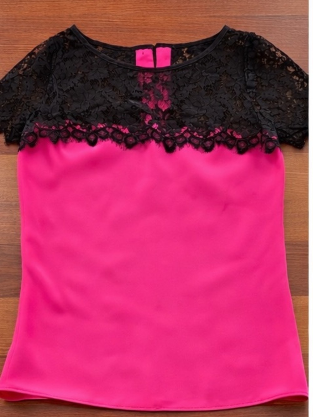 Milly of New York Black Lace and Pink Blouse